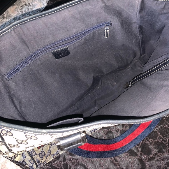 Authentic Gucci Tote Bag Gg Canvas Sherry Navy/Canvas - Picture 5 of 7